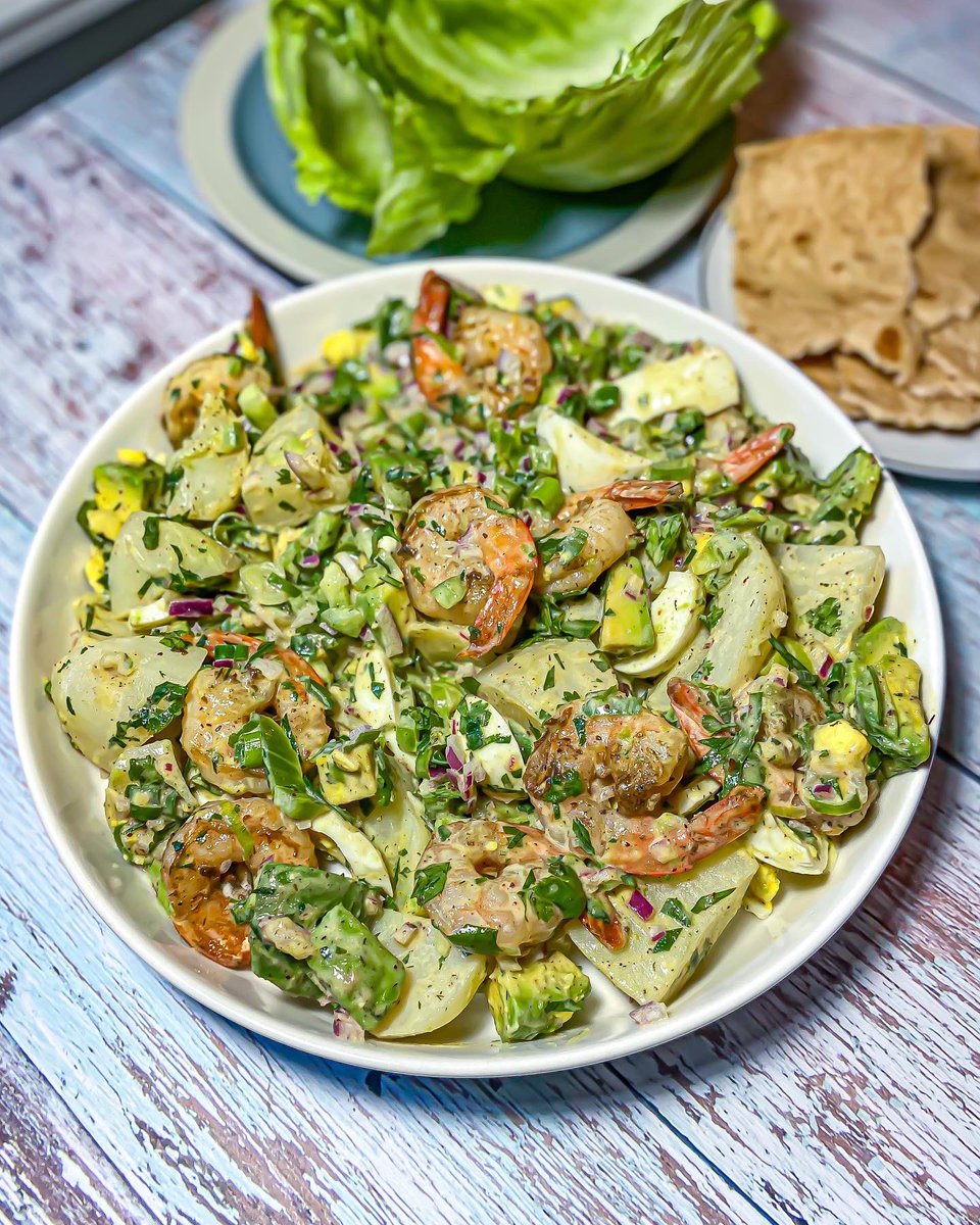 ajikor's tweet photo. Creamy avocado shrimp salad. Perfect for breakfast or dinner too 😍 #food #recipe #foodblogger #foodie #salad #creamyavocado https://t.co/6lVkVMEuHO