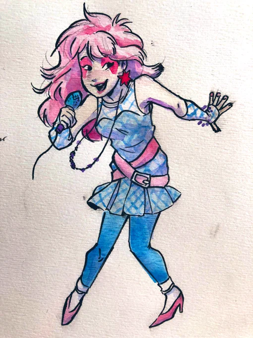 Haven't used inks and watercolor in a very long time so I messed up and smudged this a little but I like how this turned out. I have a lot of weird nervous energy today so here's a lil Jem 