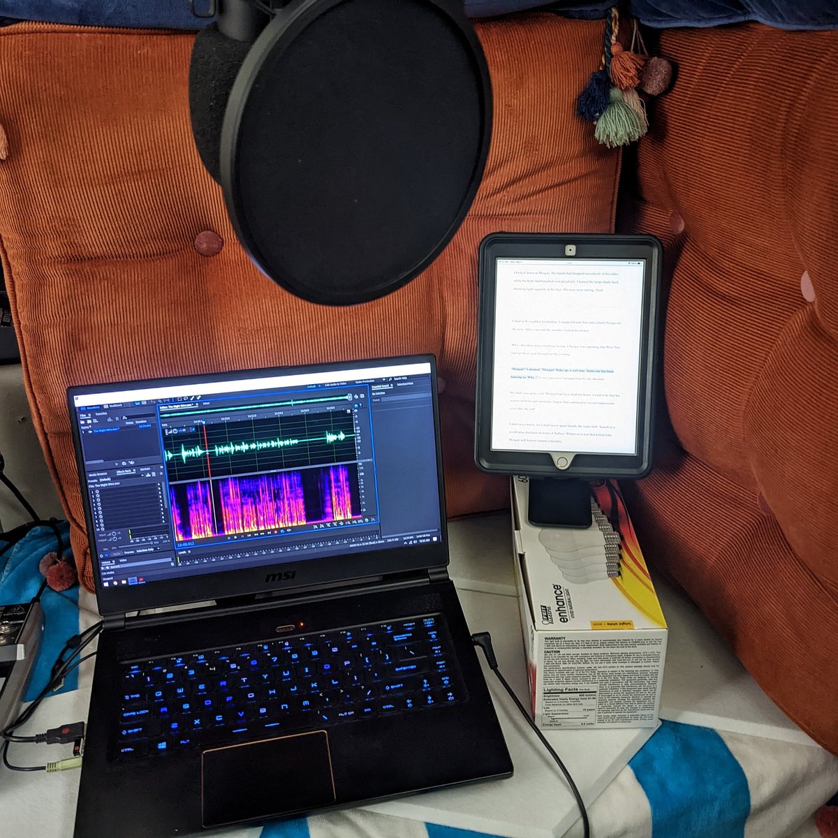 WeirdCurious_'s tweet photo. It's not much, but it's a start. Hopefully one day I can have a more dedicated recording space 

#homerecording #voiceover #narration #podcast https://t.co/AIsllpe1fj