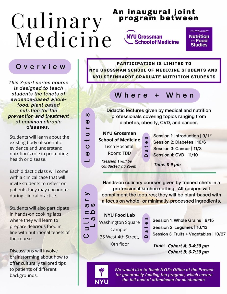 sjoshimd's tweet photo. I am really excited that the Culinary Medicine course at @nyugrossman @NYU_NFS has launched! Food is medicine!

TY to @LourdesCastro @DrMcMacken &amp; more!

Please donate if you would like to support our endeavor:

https://t.co/D6jzWRu7xb
Write "nutrition curriculum" in the comments https://t.co/jPYNtvSi4X