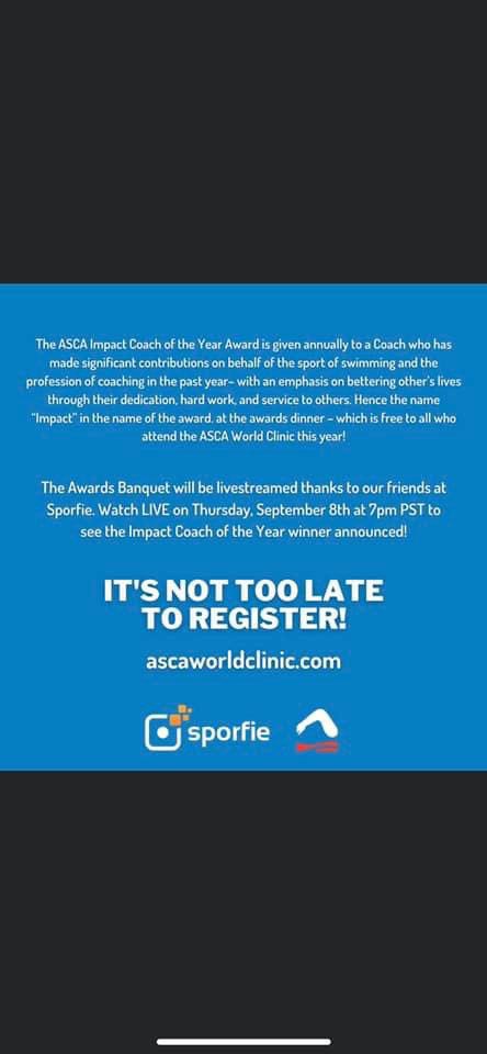 Congrats to our Coach Eric-<a href="/ASCAswim/">ASCAswim</a> Impact COTY Finalist!