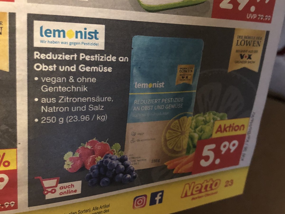 Sind wir tatsächlich so weit, dass wir Pestizide lieber mit Natron, Zitronensäure und Salz „wegwaschen“  (für 24€/kg) und das dann noch als gentechnikfrei und vegan beworben wird? Mit Gentechnik bräuchte man Pestizide gar nicht. Das braucht wirklich niemand!#givegenesachance