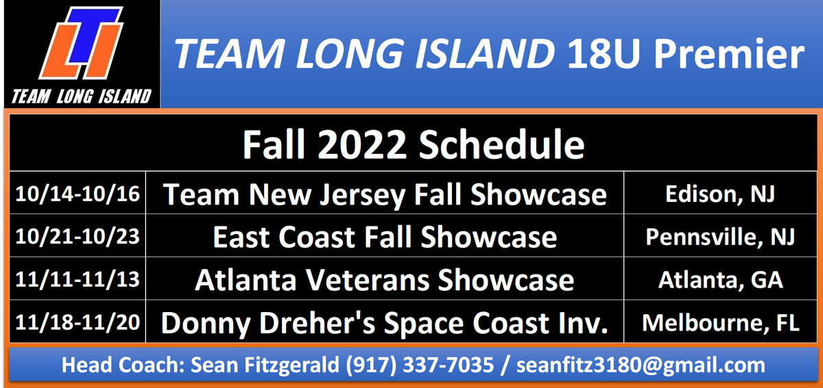 JennaBielski's tweet photo. Fall schedule for this upcoming year! Looking forward to a great season @Long2023 https://t.co/jYM9kJodK8