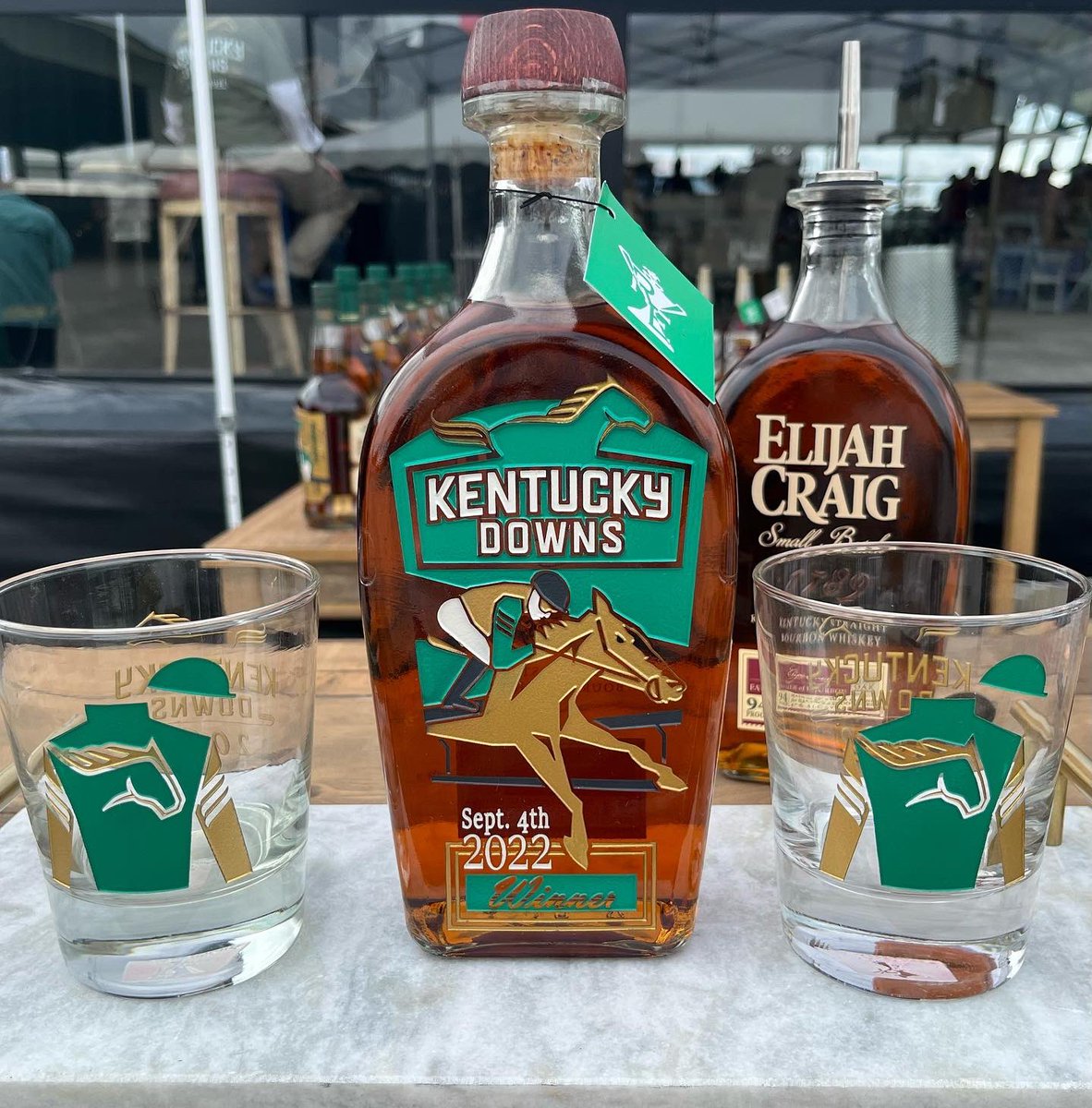 IgnitionSpirits's tweet photo. Day 3 @KYDownsRacing - featured bourbon of the day @Elijah_Craig gracing the winner's circle good luck all! https://t.co/pIeiAbzqS2
