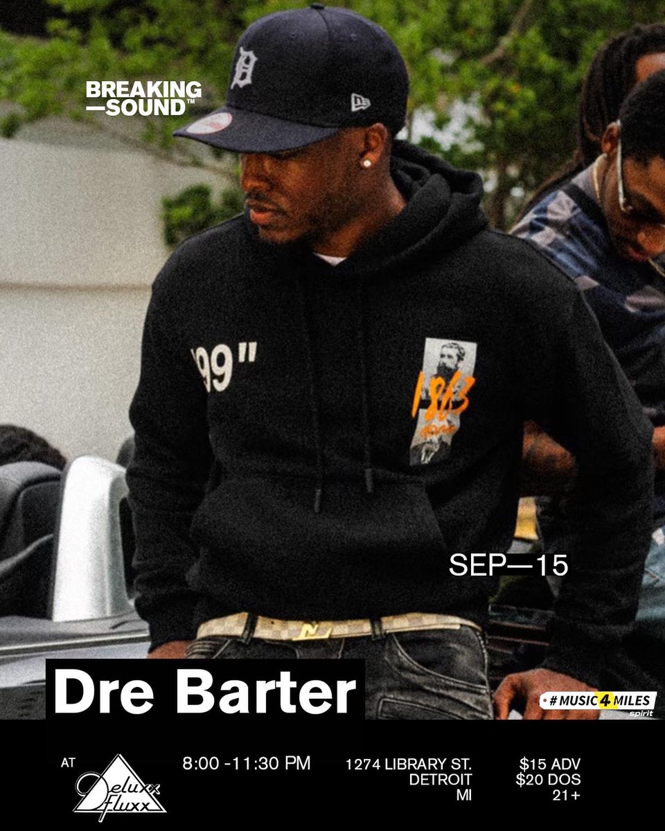 Dre_Barter's tweet image. Performing with some friends Sept. 15th Downtown at Deluxx Fluxx. Cop a $15 ticket to the show!! (Link in bio) would love to see my supporters there!
@BreakingSound