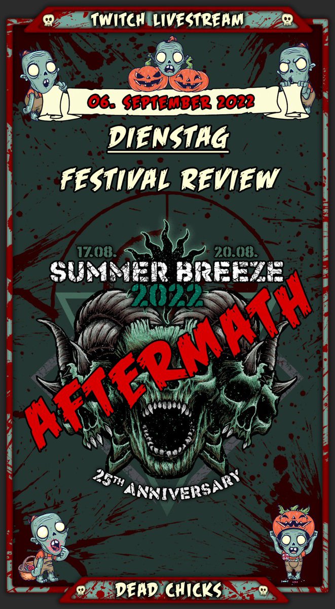 Morgen 20 Uhr gehts los! Wir machen einen <a href="/summerbreeze97/">s</a> recap Stream 🖤🤘🏻
.
twitch.tv/deadchicks