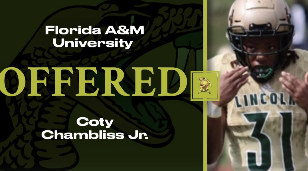 Linc_TrojansFB's tweet photo. Congratulations to Safety Coty Chambliss Jr. on his offer from @famufb !
#TheWay⚔️ #GoRattlers🐍 https://t.co/tfLwM6tYl1
