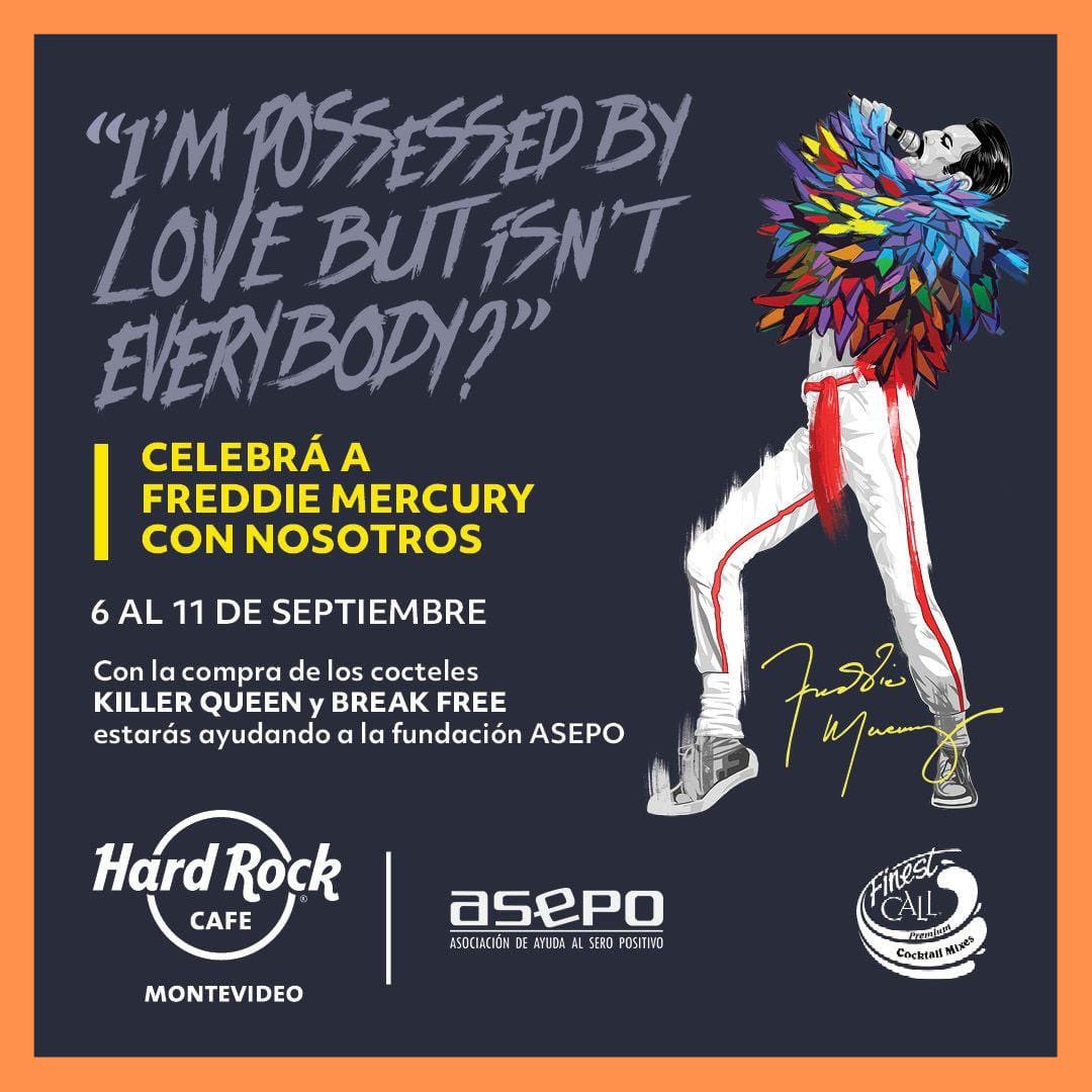 jav_uy's tweet photo. Hoy en el aniversario del nacimiento de Freddie Mercury, aprovechamos para compartirles esta hermosa iniciativa de Hard Rock Montevideo 🤟🧑‍🎤
Con la compra de los cocteles mencionados en la imágen, estarás colaborando con ASEPO (Asociación de Ayuda al Seropositivo) 🌈 https://t.co/pCnrlPB0j1