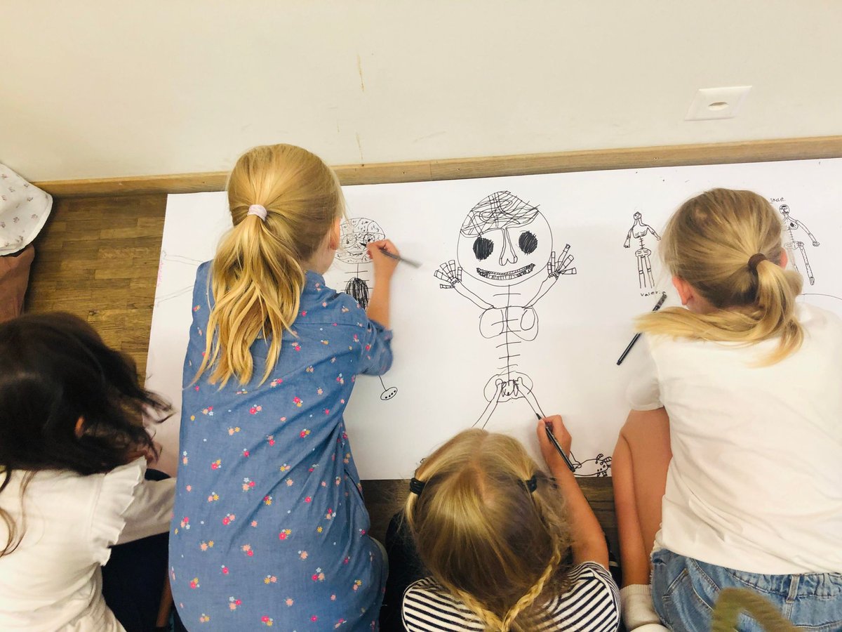 andreamills's tweet photo. Drawing and discussing initial ideas about our skeletal system as part of research into systems of the human body. Sharing background knowledge and initial theories lay the groundwork for moving forward.  #multilingual #inquiry #scientificthinking #symboliclanguages https://t.co/LXZzOxyarj