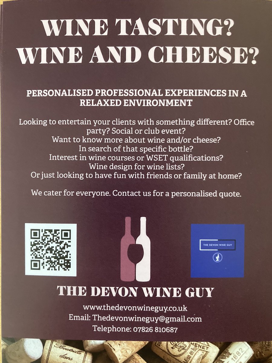 NorthernWineGuy's tweet photo. If you live in Devon or London -> then give me a shout for your personalised bespoke wine or wine and cheese event!
#wine #winelovers #devon #london #bespokeevent #wineandcheese #drinks #christmasparty #officeparty #cliententertaining https://t.co/J4XqcsTc9V