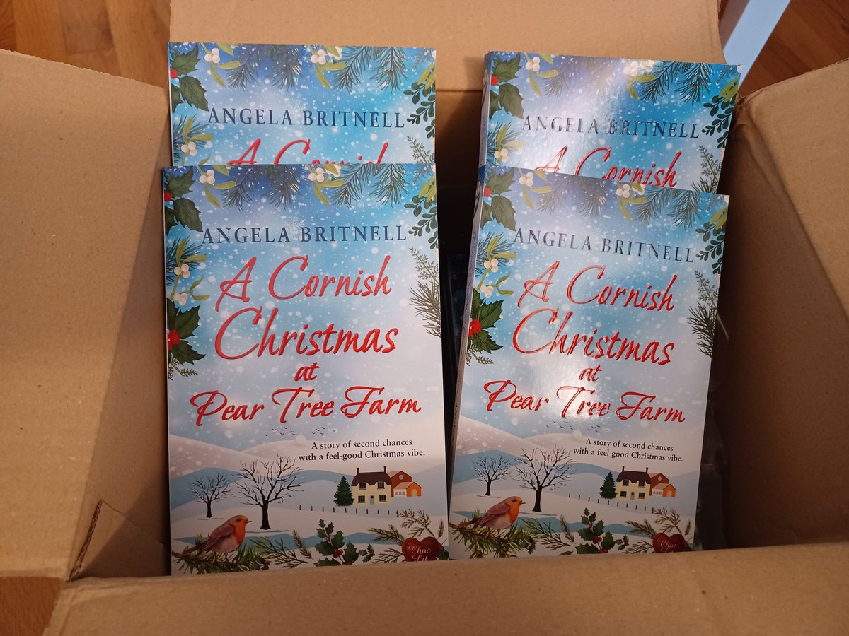 AngelaBritnell's tweet photo. Look what just arrived from @ChocLituk in advance of #paperbackreleaseday on October 25! #happy author #Christmas #Christmas book #Romance #Cornwall #Tennessee #villagelife #community #camping #booktwitter #Paperback https://t.co/27fIR1YY9A