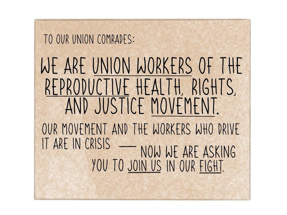 ReproWorkers's tweet image. To our union comrades: we are workers of the reproductive health, rights, and justice movement. This Labor Day, we invite you to join us in bringing the full might of worker power to our fight. Read about our priorities here, and come organize with us: bit.ly/ReproWorkers