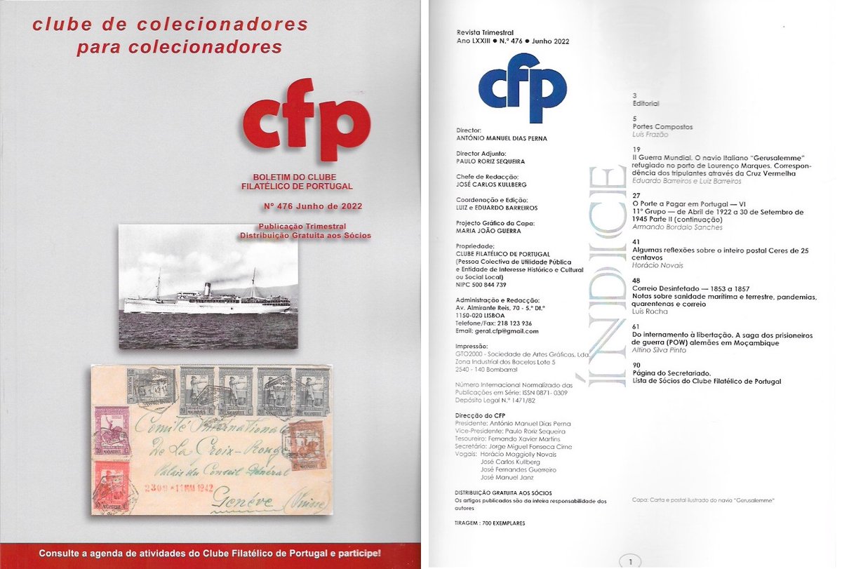 SPostaes's tweet photo. The last issue from Clube Filatélico de Portugal with real nice articles including an article about #disinfected #mail #postalhistory #portugal #philately https://t.co/yrDWxtDSMu