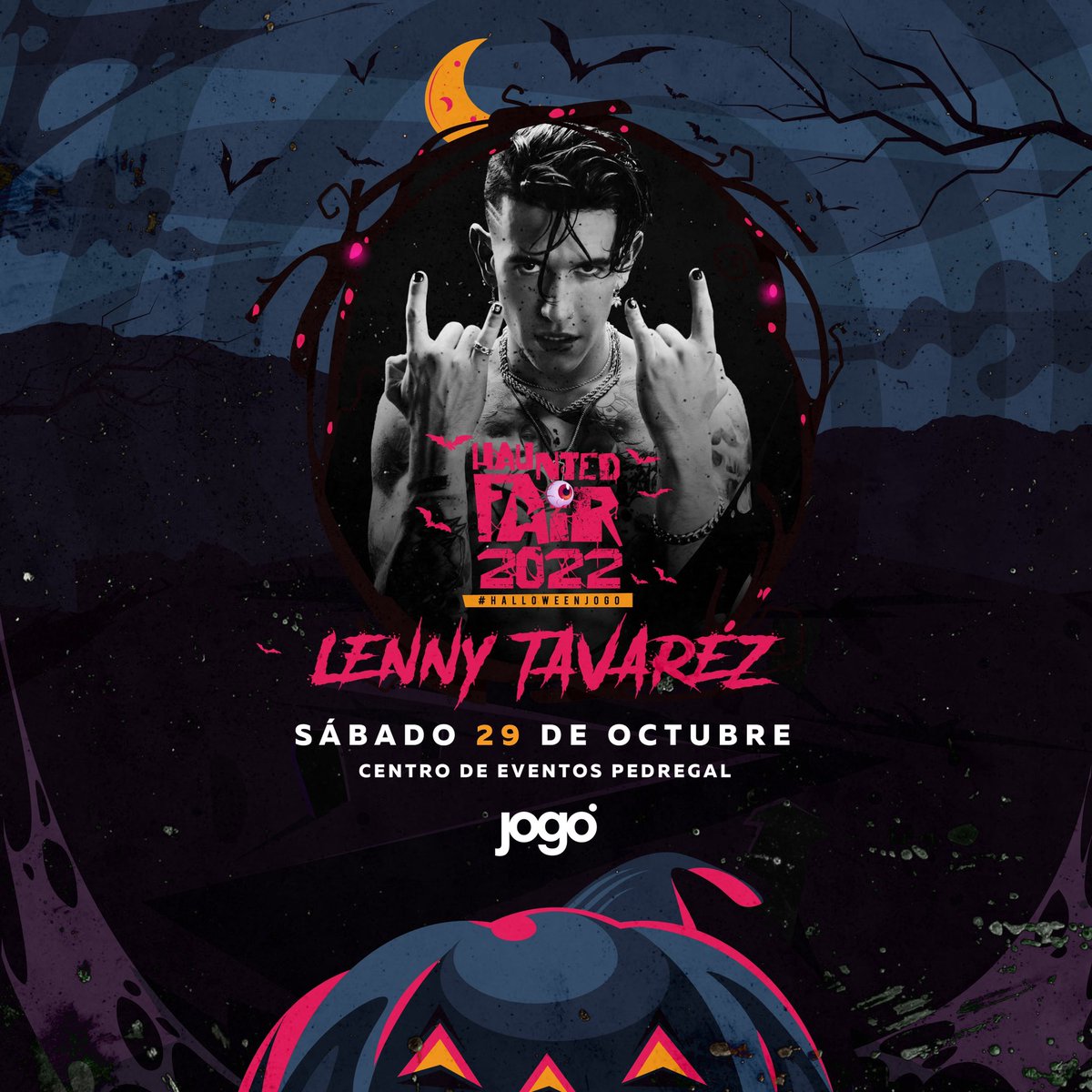 jogolatam's tweet photo. Arrancamos con el anuncio de los artistas que conformarán el cartel de la mejor fiesta del año 👻 

¡Que los vecinos se enteren, viene @LennyTavarezTM! 🎃 

Tenés que mantenerte atentx a los detalles #HalloweenJogo #JogoCR https://t.co/mCt8UP4uYB