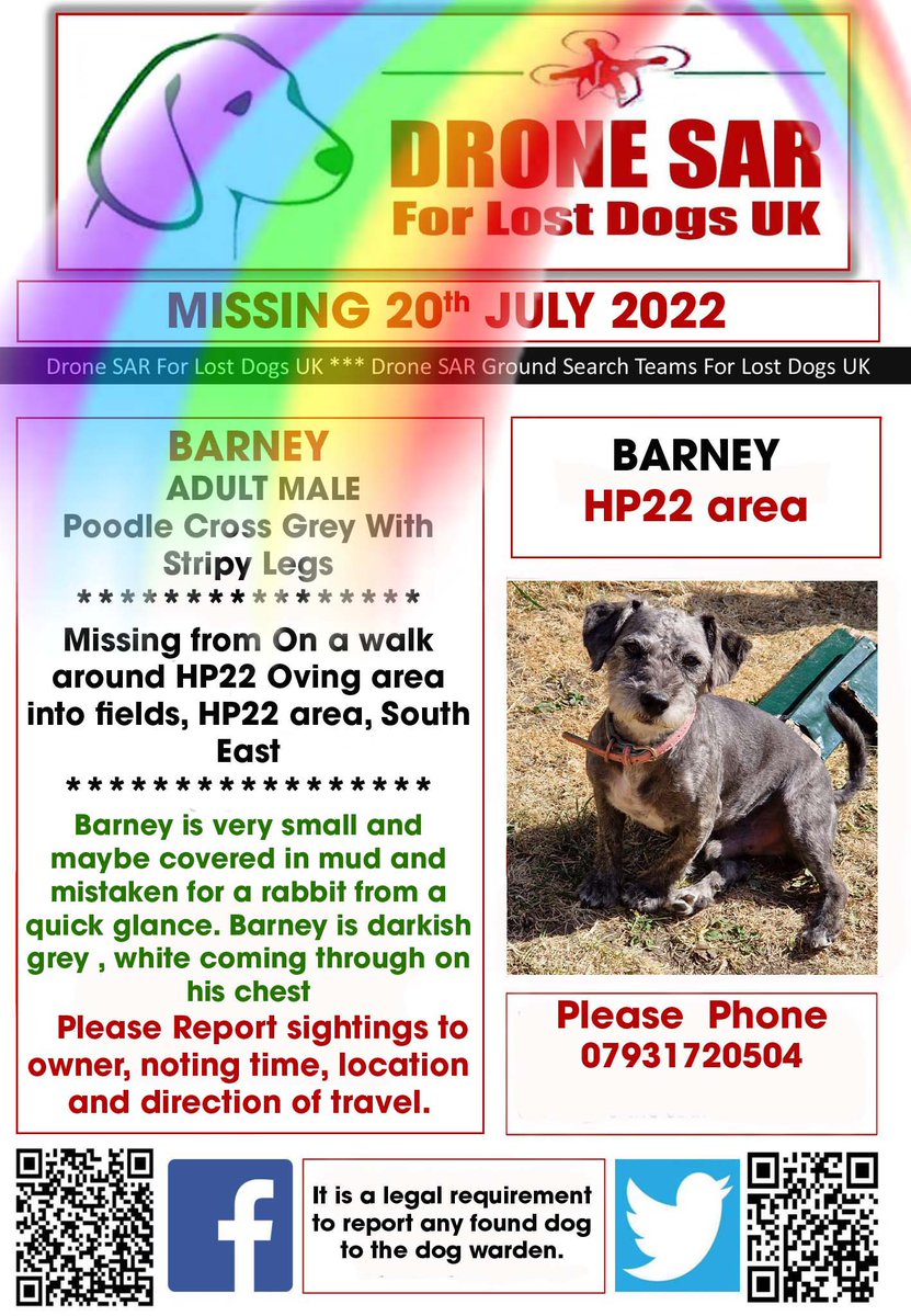 sar_dogs's tweet photo. #RIPBarney Sadly Barney didn't make it back home, our hearts and thoughts go out to his family at this sad time 😢🌈 #RIP #RainbowBridge #DroneSAR https://t.co/4r19J9aE9U