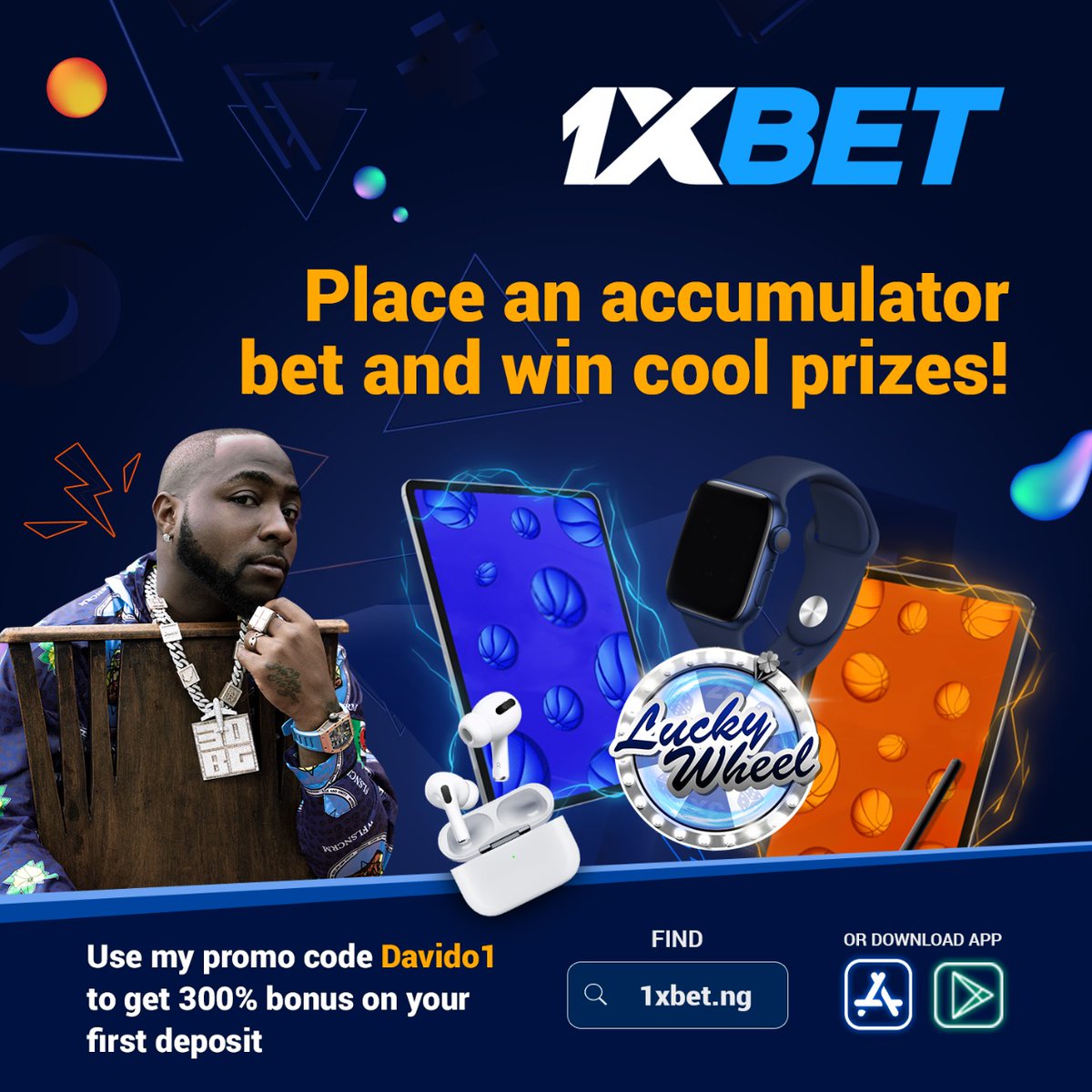 Place an accumulator bet and win cool prizes on 1xBet! Winners will get valuable superprizes of their choice. Register with my promo code “Davido1” you will get up to 189 000 NGN bonus on your first deposit: bit.ly/3hW2ka8