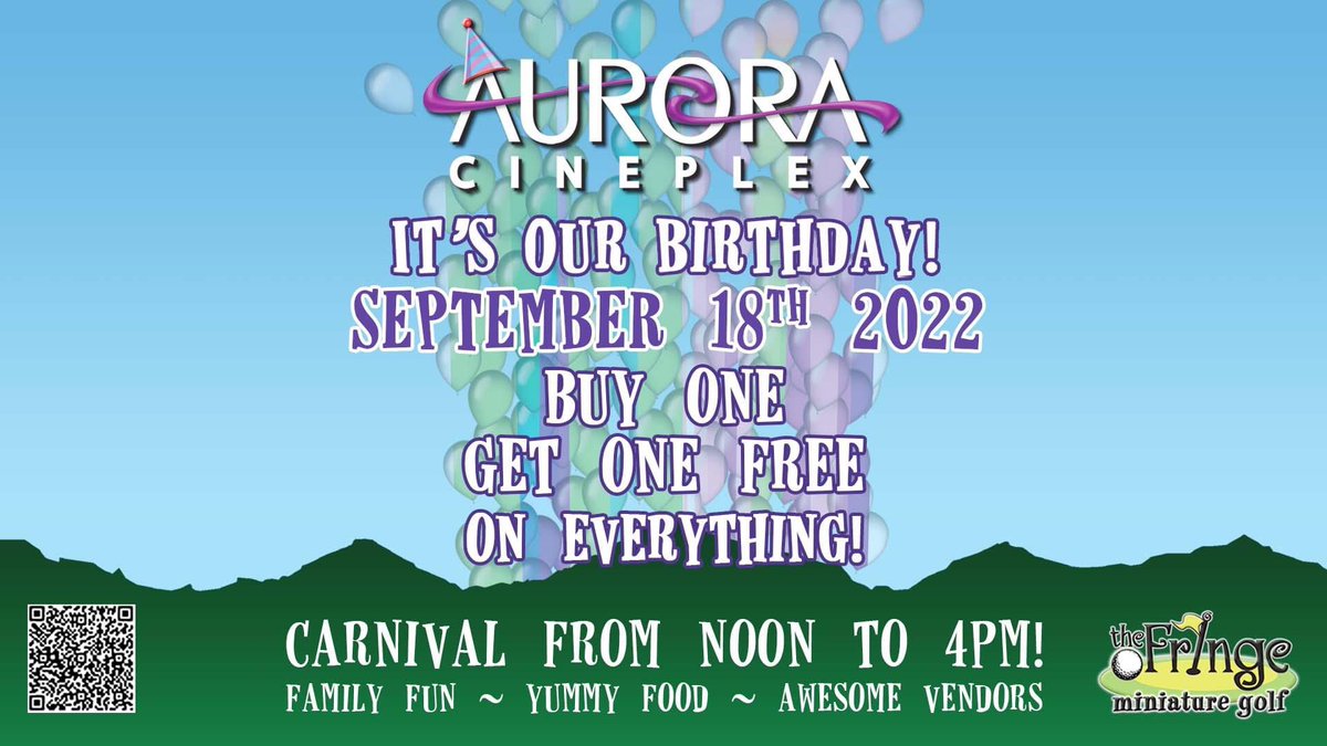 AuroraCineplex's tweet photo. You are all INVITED--Sun Sept 18th- 10am-8pm-BOGO Movies, Mini Golf & Concessions all day!
Plus a Free Carnival 12-4pm.
Ph: 770-518-0977
https://t.co/nZ38cSDn48 #auroracineplex #birthdaybash #roswellga #bogoday #movies #minigolf https://t.co/9m9x004mZu