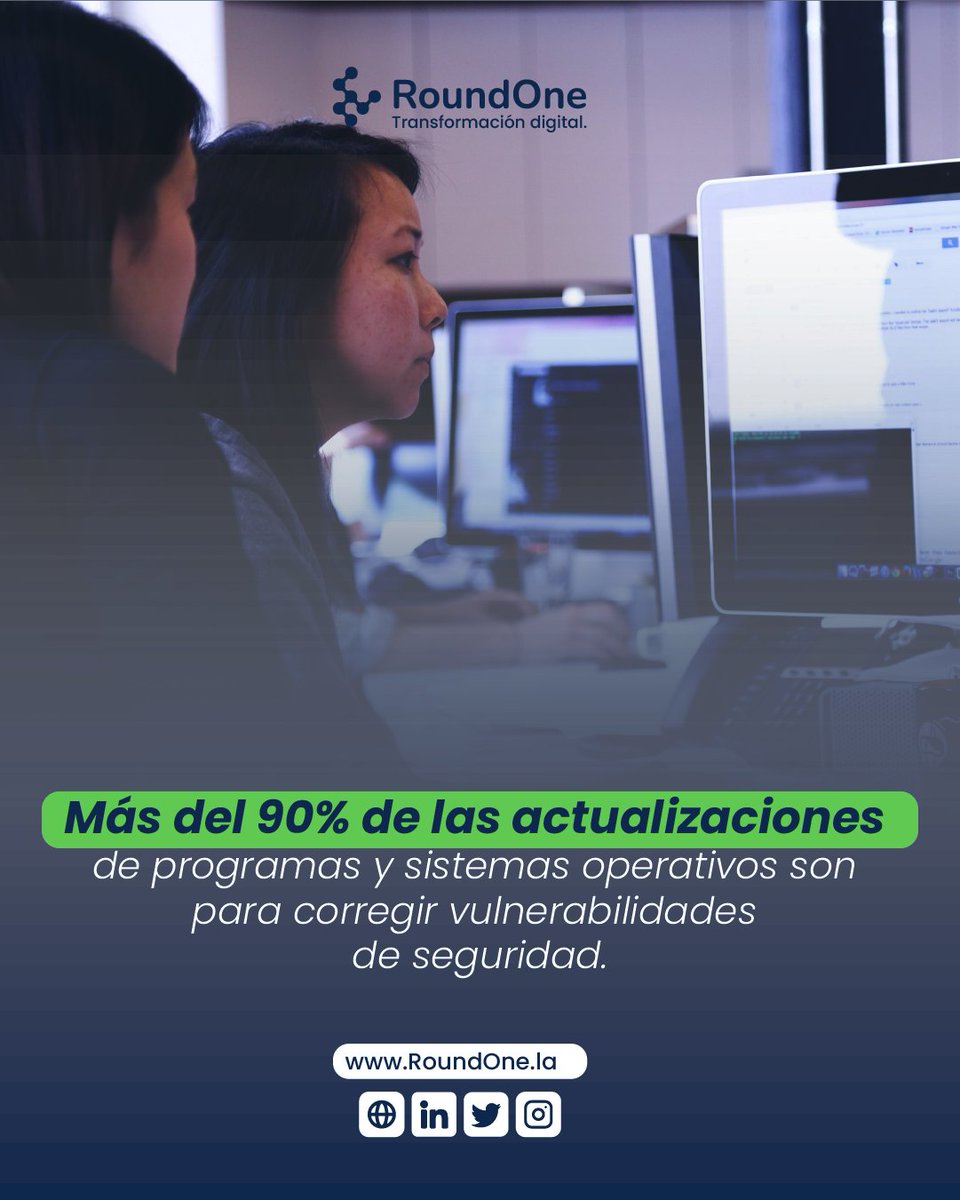 🚀Los baches en la seguridad son los puntos de entrada más comunes para el malware y los intrusos en los sistemas, de aquí la importancia de mantener tu software al día.
roundone.la

#tranformaciondigital #marketplace #tecnologia #tecnologiadigital #argentina