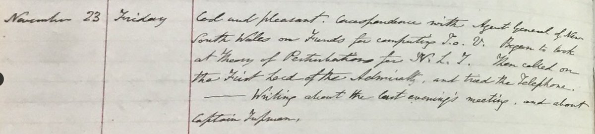 An amusing entry from Airy's journal to end a long day of research. The first time he tried the telephone: 1877 November 23.