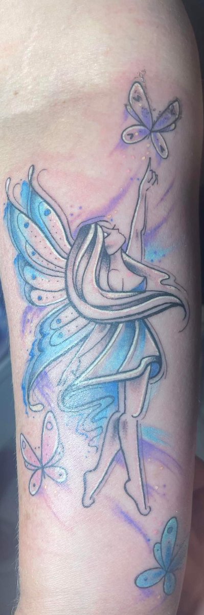 jane_richer's tweet photo. My beautiful new tattoo.x #tattoo #fairy #butterflies #inmemoryofmyhusband #formygirls https://t.co/AENm6dWrpx