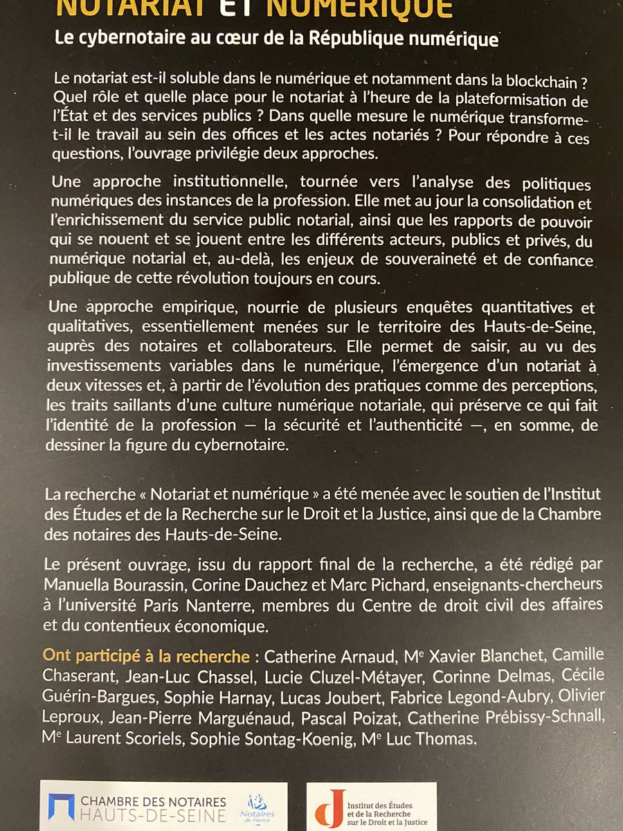 BourassinM's tweet photo. Parution rapport de recherche #notariat et #numerique Merci pour leur soutien indéfectible: IERDJ @Notaires_92 labo Cedcace, @JCP_N @LexisNexisFr Merci à @alainlambert pour sa préface. Merci aux universitaires et notaires de l’équipe not. Me Thomas, Scoriels et @BlanchetX https://t.co/DSsQOt9YmA