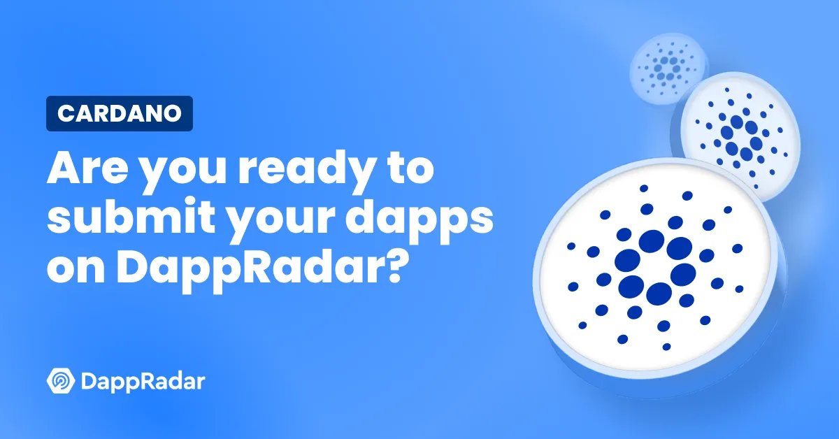 🔥 We have good news for the #CardanoCommunity!

 🎯 <a href="/Cardano/">Cardano Community</a> is coming to DappRadar (the world's biggest dappstore) soon!

➡️ If you are a #Cardano dapp developer, you can already submit your dapp contracts here: dappradar.com/dashboard/subm… 

<a href="/CardanoStiftung/">Cardano Foundation</a> <a href="/jpgstoreNFT/">jpg.store</a> $ADA