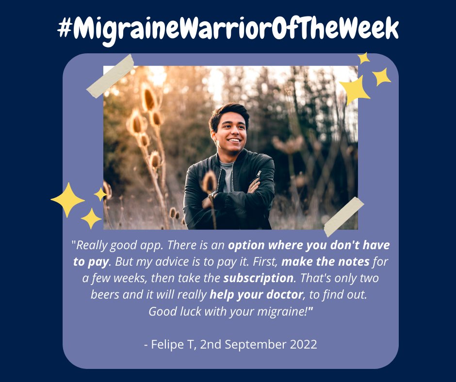 MigraineBuddy's tweet photo. Check out how Felipe T uses Migraine Buddy to keep track of the attacks!

Tag a #MigraineWarrior you know who can benefit from migraine tracking and share the love now 💕

#migrainetracking #migrainereports #migrainediary #migrainereliefs #migraineattacks https://t.co/yTErvlNpnl