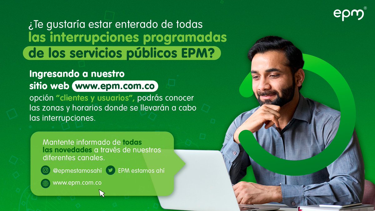 EPMestamosahi's tweet photo. 🧐¿Quieres saber si en tu casa o empresa habrán interrupciones programadas de nuestros servicios? 💦💡Consulta esta información en nuestro sitio web, ingresando a: https://t.co/KFXj5fyXIg #InterrupcionesProgramadasEPM 👇 https://t.co/P2wCh73oJk