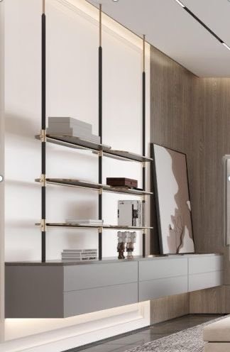 من الجميل ان تكون الارفف ذات تصميم بسيط وذات اضافة وظيفية للمكان دون المبالغة باستخدام المواد والتصميم.