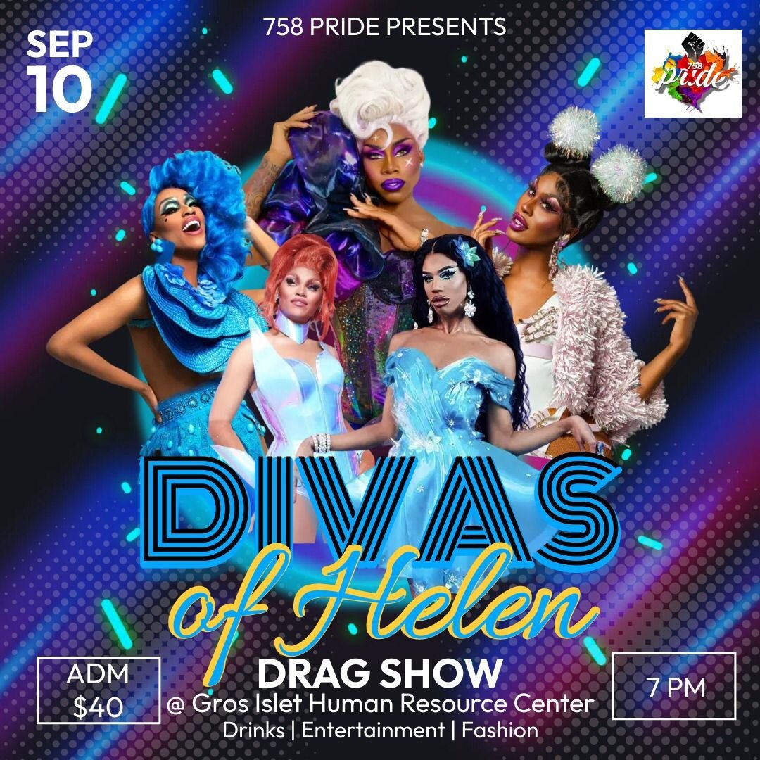 758pride's tweet photo. A night of elegance &amp; talent ✨ 
Come see our beautiful #dragqueens 💃 in action strutting their stuff 💃💫✨🏳️‍🌈💫✨ 
.
.
Dress code: Fashion 🔹elegantly casual 
#DivasOfHelen drag show
#pride2022🏳️‍🌈🏳️‍🌈🏳️‍🌈🏳️‍🌈🏳️‍🌈🏳️‍🌈🏳️‍🌈🏳️‍🌈 #758pride #stluciapride https://t.co/u2QoY9ssMx