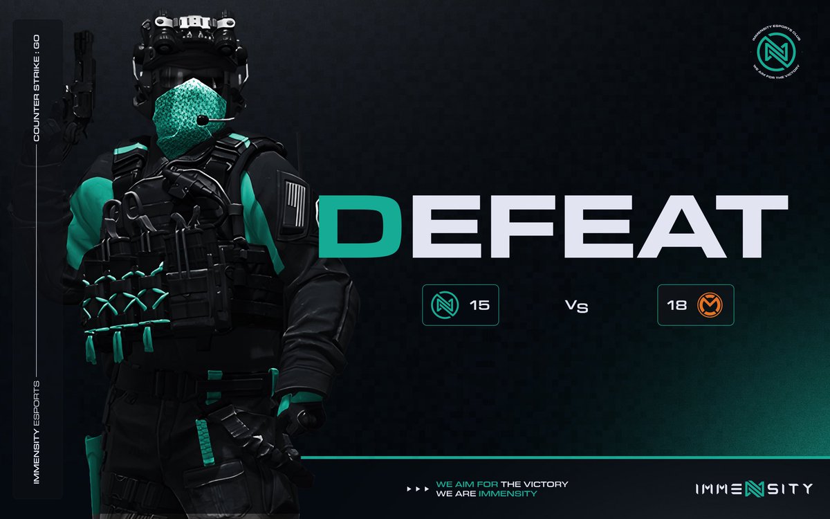 #CSGO | DEFEAT⚔️

We gave it our all but sadly fall at the final hurdle…

GGWP <a href="/mConesports/">mCon esports</a> 🤝

#WeAreImmensity