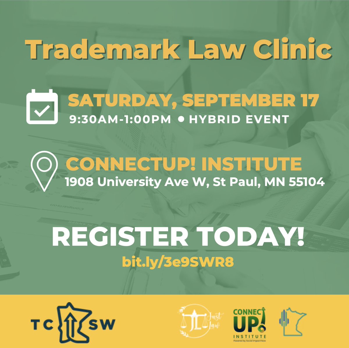 Are you ready to protect your brands a$$ets?? Join us and Just Law, LLC for our FREE and hybrid Trademark Law Clinic on Saturday, September 17.

Spots are filling up so head over to bit.ly/3e9SWR8 or the link in our bio titled "Trademark Law Clinic" to register!