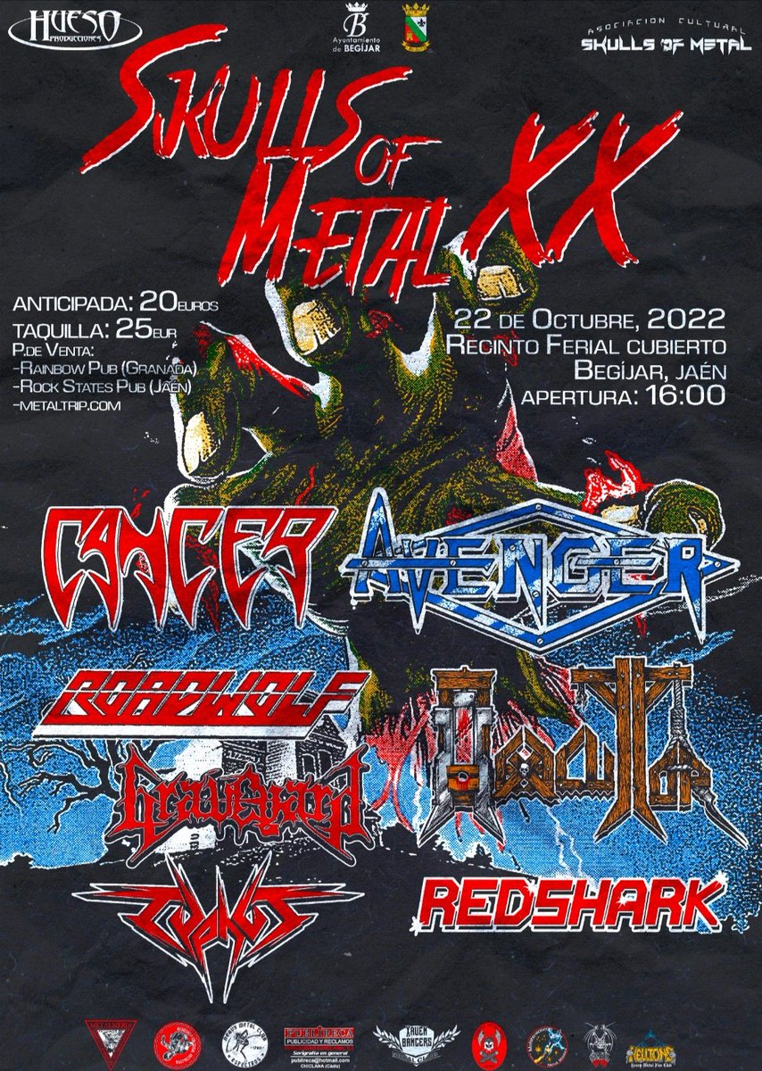 FestSkulls's tweet photo. Cartel XX Skulls Of Metal Fest
Sábado 22 Octubre 2022
Begíjar (Jaén)
Entradas online:👇
https://t.co/7jIs5TZYoi https://t.co/DZ7a84kl6G