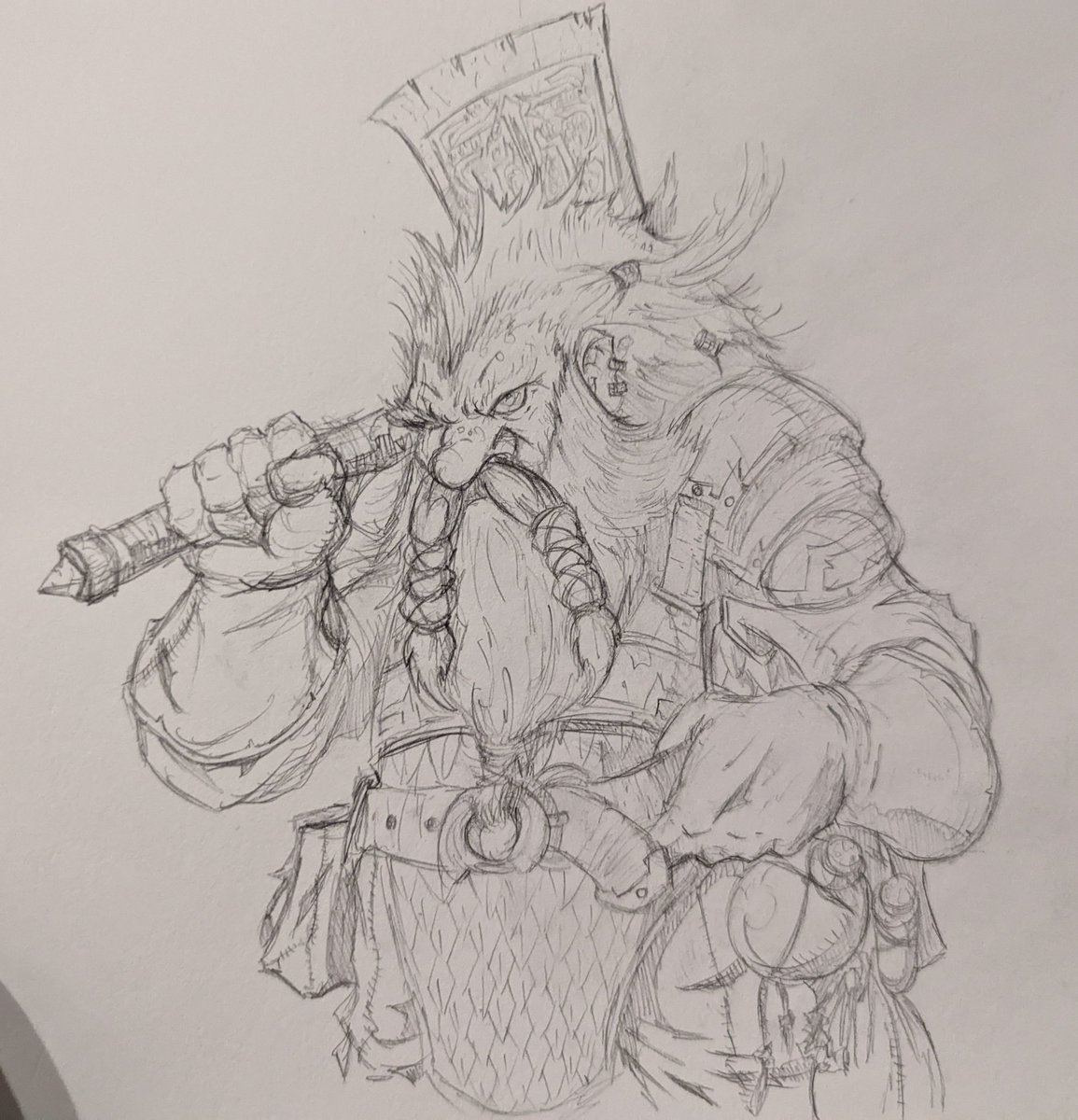 David_the_North's tweet photo. Been feeling a bit under the weather so I sketched out a grumpy #drawf. This will probably end up being another future #DnDcharacter. https://t.co/EkVpp5vhU1