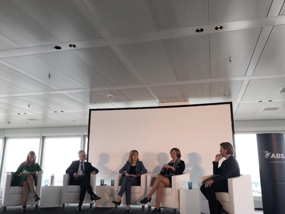 Alternative fuels, carbon pricing and decarbonisation of shipping: how they all combine. Great discussion at @ABS Sustainability Summit ahead of @SMMfair with #JaninAden #PeterJameson and #PhilippWunschmann  #Greendeal #zeroemissionshipping #FuelEU