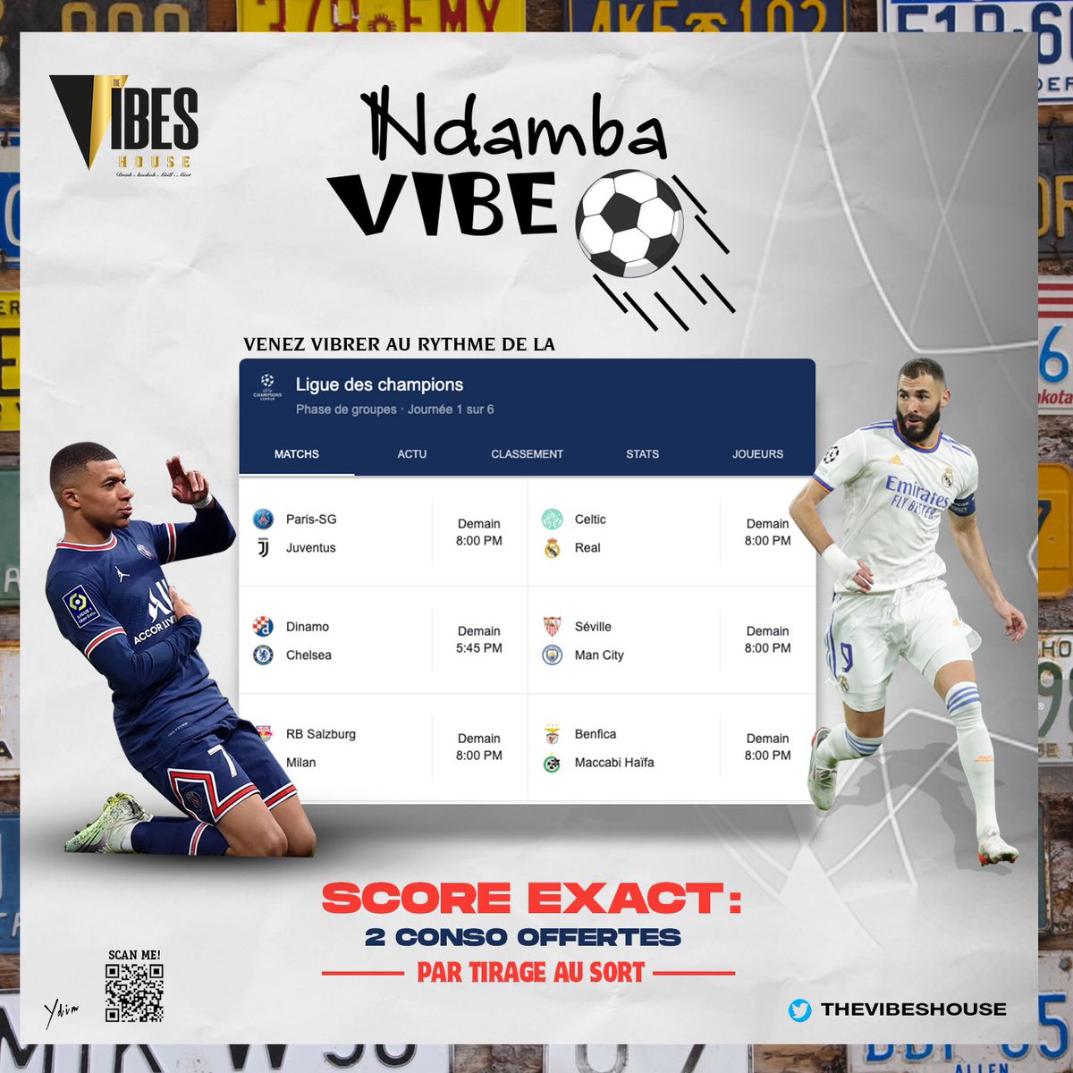 Demain c’est la rentrée de la #UCL avec #NdambaVibe 🔥🔥

PSG 🔵 - Juventus ⚪️ c’est quoi ton score ? 

Donne ta réponse en com pour espérer gagner 2 conso en fin de match .

Viens partager la #NdambaVibe avec nous 😉
