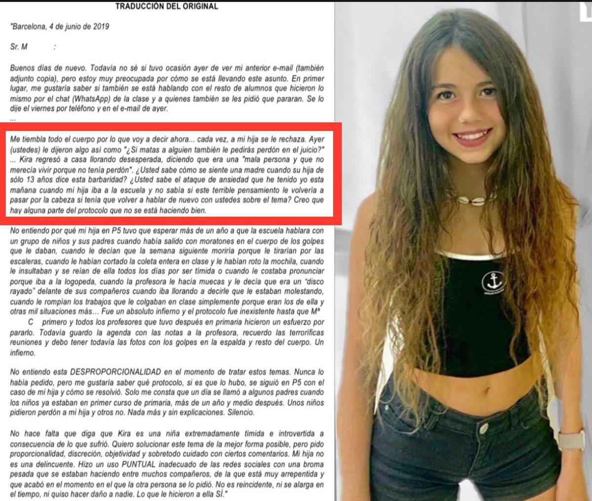 JMporKiraLopez's tweet photo. 🔴 KIRA:”NO MEREZCO VIVIR PORQUE NO TENGO PERDÓN”. En junio de 2019 denunciamos al centro  que Kira había verbalizado esas palabras después de que el coordinador J.M. del Manyanet se encerrara a solas con ella bajo amenaza… Él sigue allí, Kira está muerta https://t.co/1HDe9hwALY https://t.co/EqT7oJ49MC