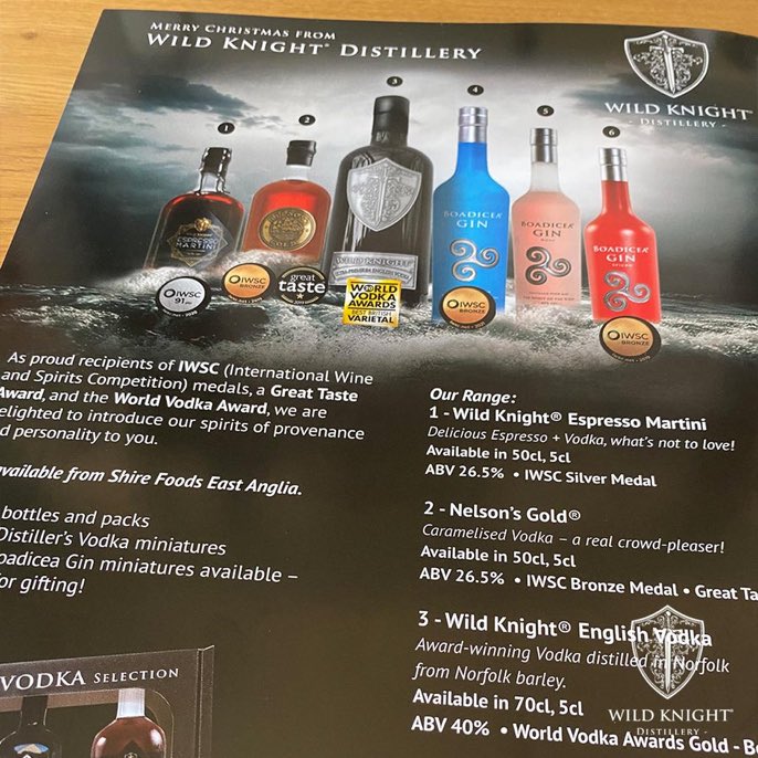 Wild Knight Distillery (@wildknightdist) on Twitter photo Delighted to be restocking <a href="/ShireFoodsEA/">Shire Foods</a> with our award-winning gins & vodkas. Thanks & Cheers!
.
#gin #vodka #espressomartini #nelsonsgold #boadiceagin #wildknight #christmas Delighted to be restocking <a href="/ShireFoodsEA/">Shire Foods</a> with our award-winning gins & vodkas. Thanks & Cheers!
.
#gin #vodka #espressomartini #nelsonsgold #boadiceagin #wildknight #christmas
