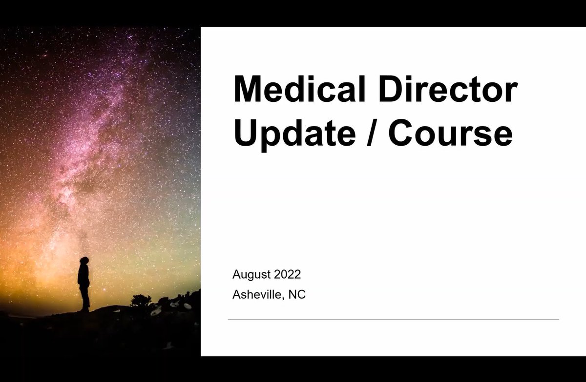 Dr. Winslow's August 2022 EMS Medical Director Update
NCAEMSA, Asheville, NC

bit.ly/NCMDupdate82022

~30 minutes

Info only not for credit