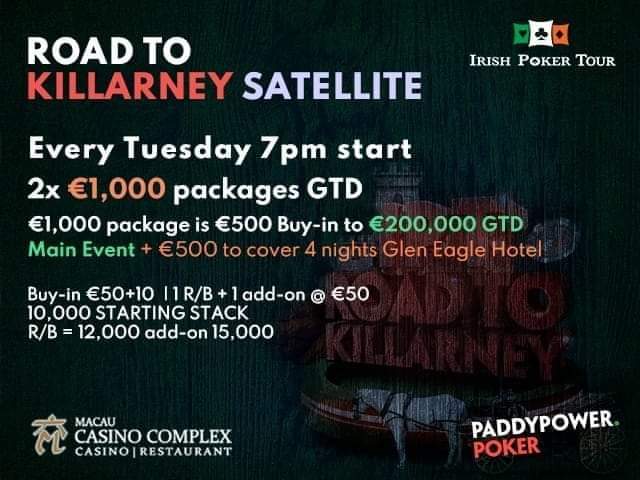 MSCCASINO's tweet image. 𝐊𝐢𝐥𝐥𝐚𝐫𝐧𝐞𝐲 𝟐 𝐏𝐚𝐜𝐤𝐚𝐠𝐞𝐬 𝐆𝐓𝐃 𝐒𝐚𝐭𝐞𝐥𝐥𝐢𝐭𝐞
𝐌𝐚𝐜𝐚𝐮 𝐒𝐩𝐨𝐫𝐭𝐢𝐧𝐠 𝐂𝐥𝐮𝐛, 𝐂𝐨𝐫𝐤 
𝐄𝐯𝐞𝐫𝐲 𝐓𝐮𝐞𝐬𝐝𝐚𝐲 𝟕𝐩𝐦
€𝟓𝟎 + €𝟏𝟎
𝟏 𝐑𝐞𝐛𝐮𝐲/𝐀𝐝𝐝𝐨𝐧 €𝟓𝟎

@IrishPokerTour
irishpokertour.com 

#Poker #IrishPokerTour #LivePoker