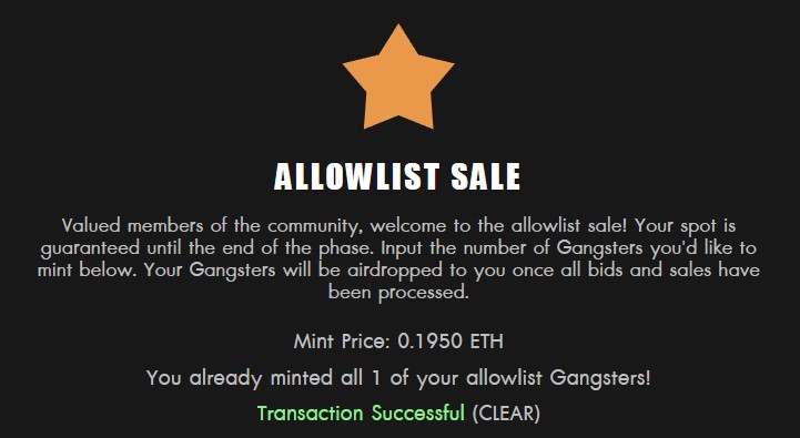 TheeLazyKing's tweet photo. Yeah today was that type of day! LFG!!! 😎🪙 @gangsterallstar Grats to the team for a stellar mint/experience. To the community you guys are out of this world 🔥 Enjoy the moment and stay GANGSTER #GASWAY https://t.co/3ysdm3538L