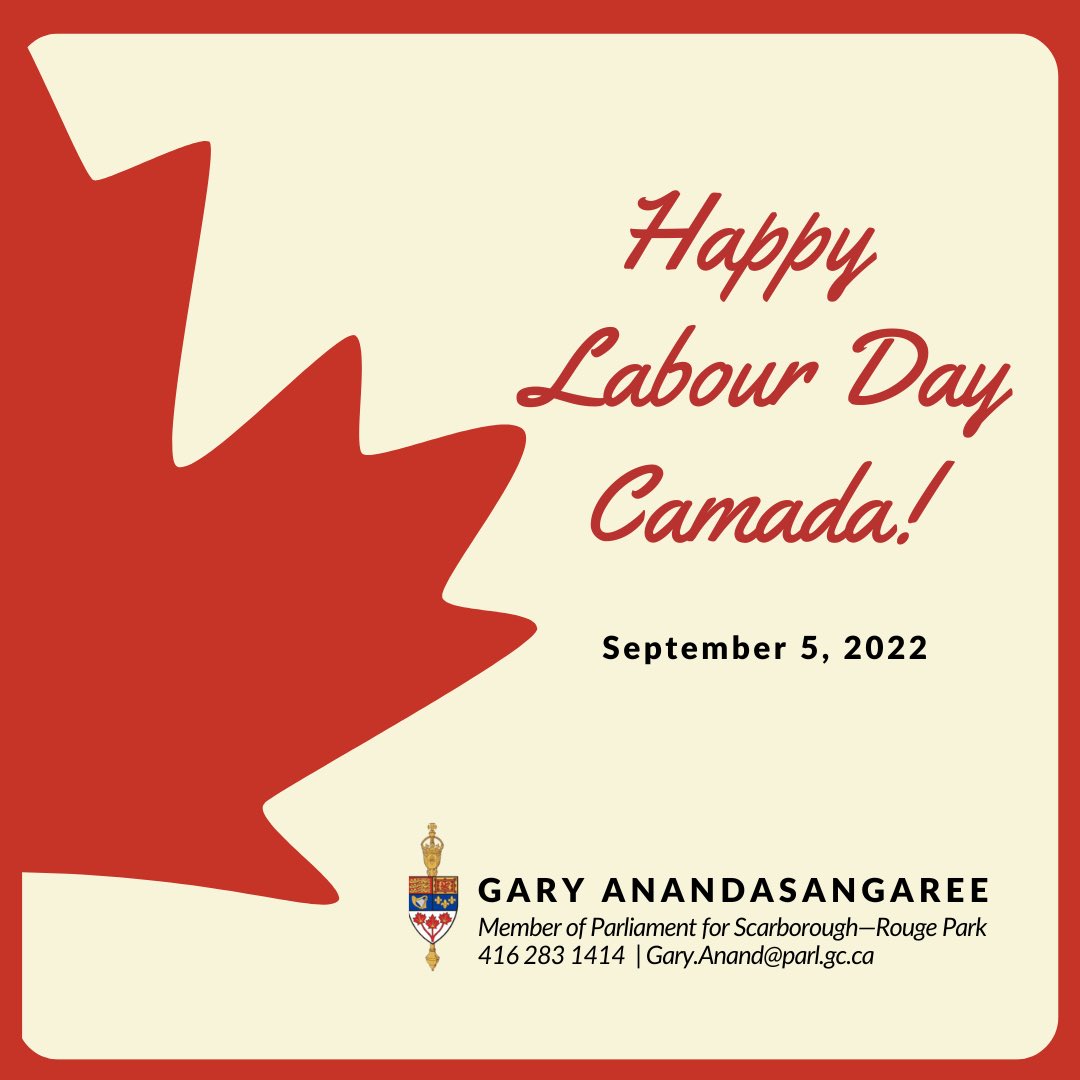 gary_srp's tweet photo. Happy Labour Day ScarbTO—Rouge Park! Thank you to all the hardworking Canadians and the unions who advocate for them here and across the country that work to make Canada a better place. Our government will continue #PuttingWorkersFirst and making their workplaces safer. 🛠 https://t.co/UI0jhDuI94