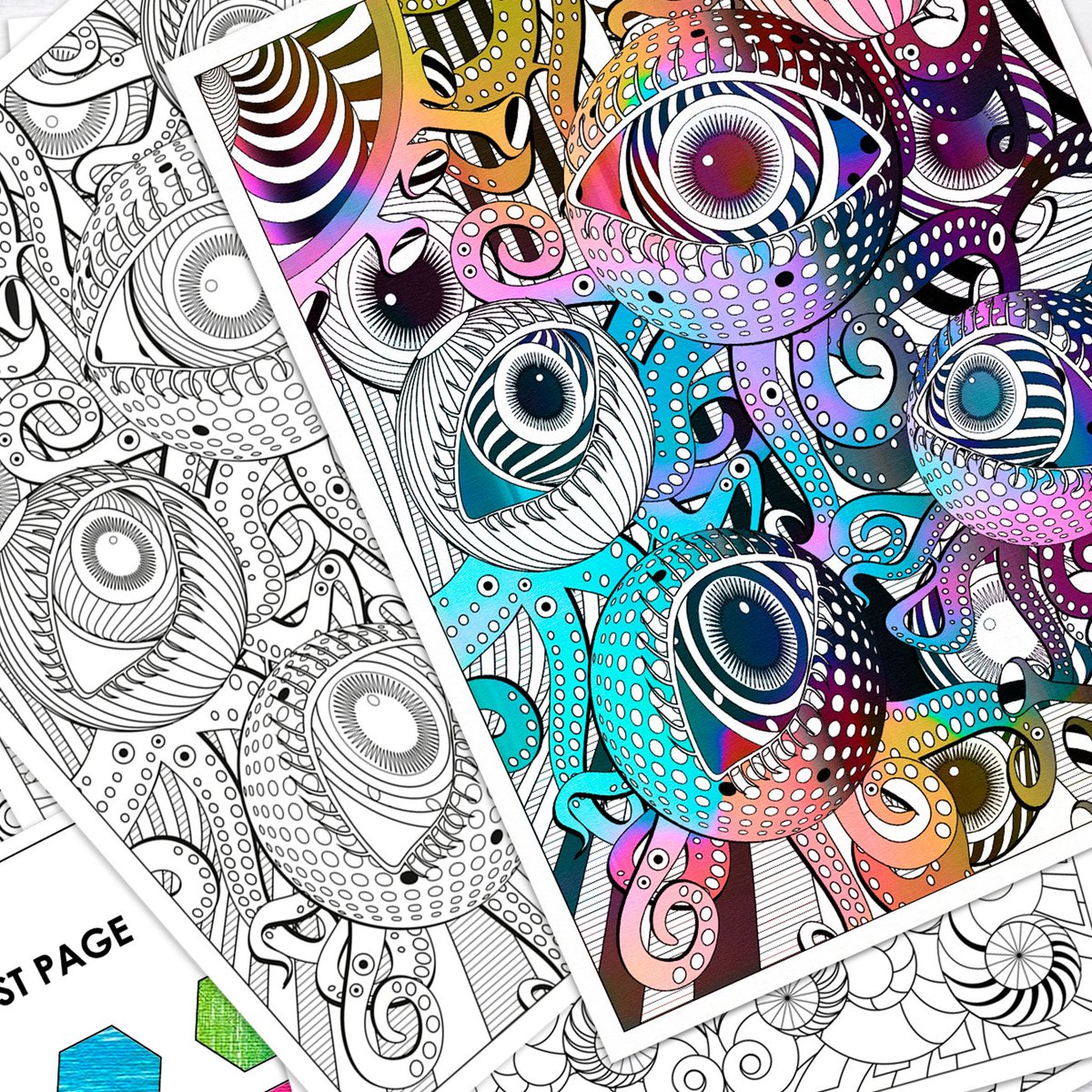 ColorMeUpArt's tweet photo. My coloring book illustrations are WEIRD and FUN! 🤪https://t.co/59m9N5PprQ: Adult Coloring Book | Leesa Link | Abstract | Whimsical | Floral | Sci-fi | Aliens | Sugar Skulls | Fantasy | COLOR ME UP https://t.co/StiJpFbJ06 #adultcoloringbook https://t.co/TFuLJxJ3VY