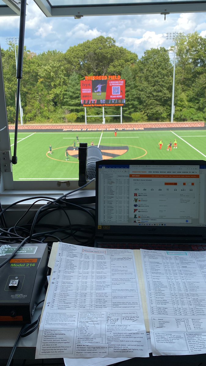 Feels good to be back on-air today for @TigerMensSoccer vs <a href="/UVMmsoccer/">UVM Men's Soccer</a>  live at 4pm on ESPN+ .  Both defending league champions!