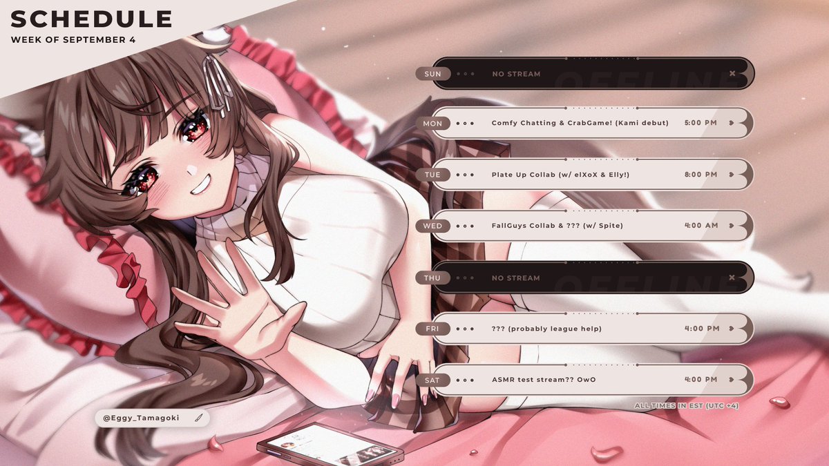 foxplushy's tweet image. ꒰ ʚ┊September 4th - September 10th ꒱

 Lots of cutie collabs and an ASMR test strim at the end of the weeek? EEP💗

TWITCH: twitch.tv/foxplushy
ALL SOCIALS: foxplushy.carrd.co 
|🤎#Foxplushy | 🎨#FoxplushyArt |