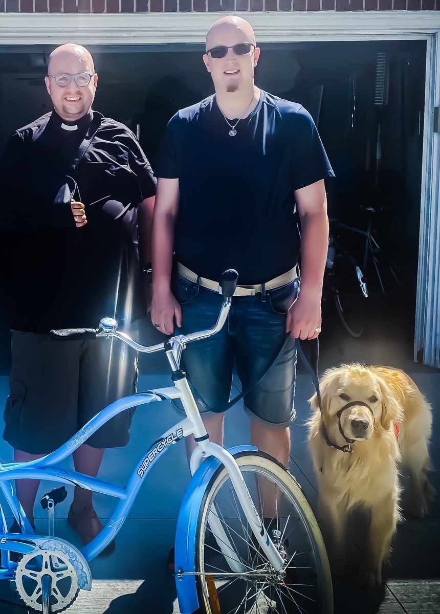 itsjustkevy's tweet photo. This is me with my friend AJ. 
AJ suffered a #TBI while cycling in #ldnont. He is unable to work. He needs a support dog. He recently was paired with Leo. Cost of Leo? $22000. Want to help. Etransfer to bottlesforleo@gmail.com or bring bottles. #SafeCycling #HelpingHelpers https://t.co/lqklYUx2uI
