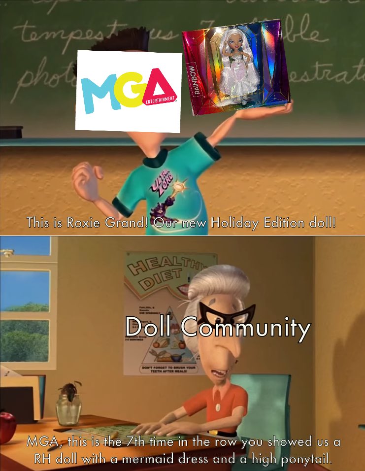 IRONVANDYNE's tweet photo. I just had to make a meme out of it.

#rainbowhigh #dolltwt https://t.co/5dwLjJXexE
