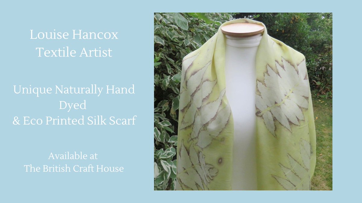 TbchArtisans's tweet photo. This unique, pale yellow silk scarf, naturally hand dyed and eco printed with fresh leaves would make a wonderful gift. A unique piece of wearable textile art, with a soft sheen and a gentle drape. https://t.co/mrqzxSWajl #EarlyBiz #gift #silk #TBCHArtisans #tbch #uniquegifts https://t.co/6knA5AO0wy
