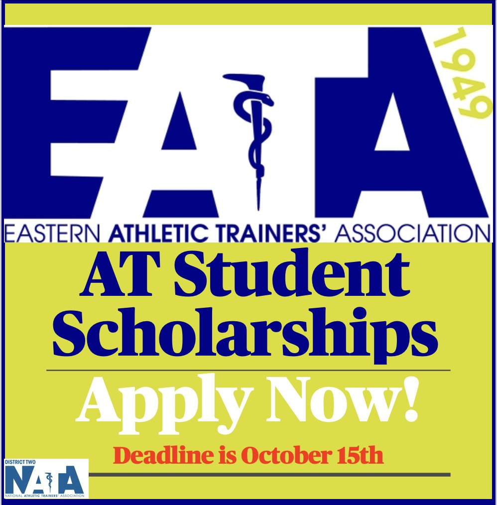 🚨Attention D2 Students!🚨 The 2022-23 EATA scholarship application for professional education AT students is available! Seniors in undergraduate programs and final year students in Entry-Level Masters programs are eligible. #NATAD2