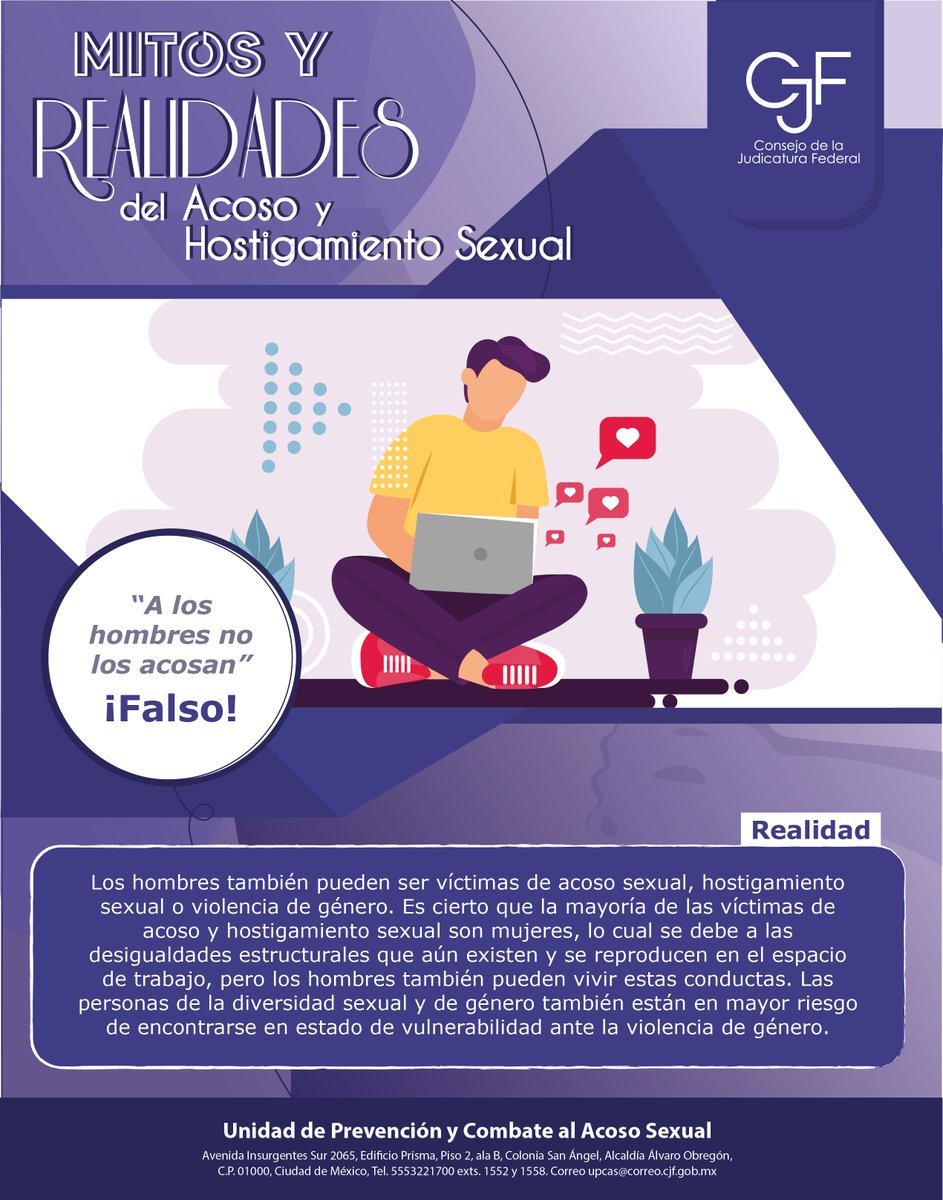 OAJ_Mex's tweet photo. #MitosHAS #UPCAS Los hombres también pueden ser víctimas de acoso sexual, hostigamiento sexual o violencia de género. https://t.co/TTIobxSJlz